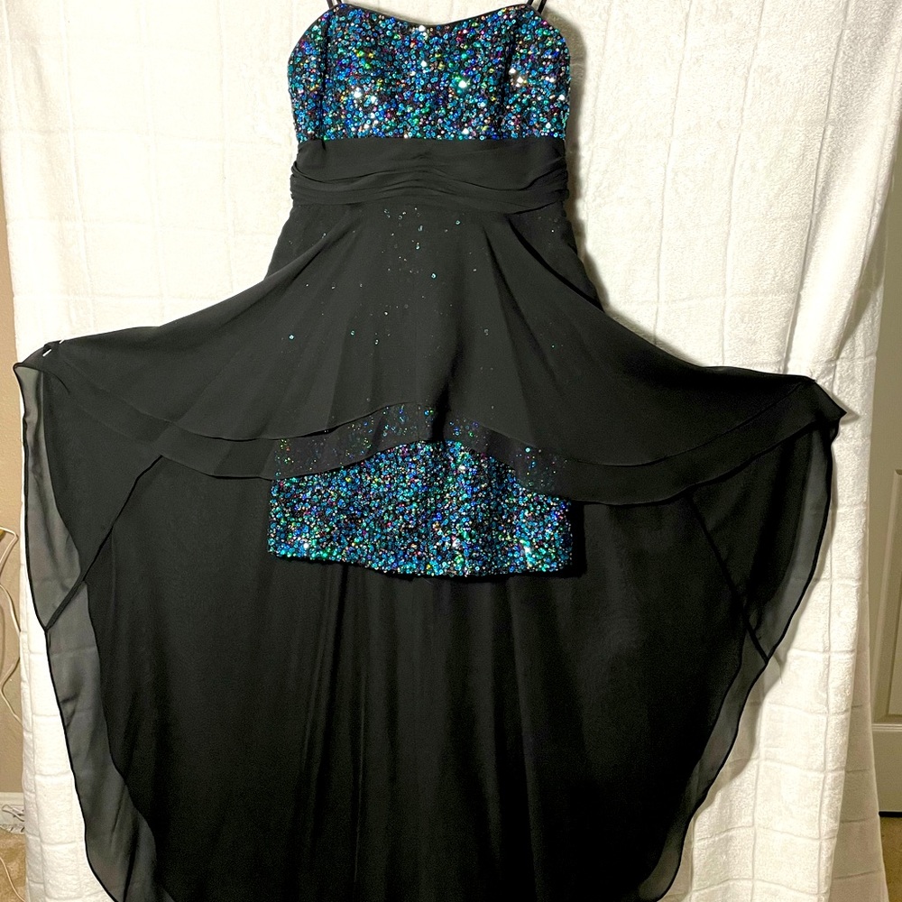 Hailey Logan sequin hi low prom cocktail pageant party dance dress sz 9/10